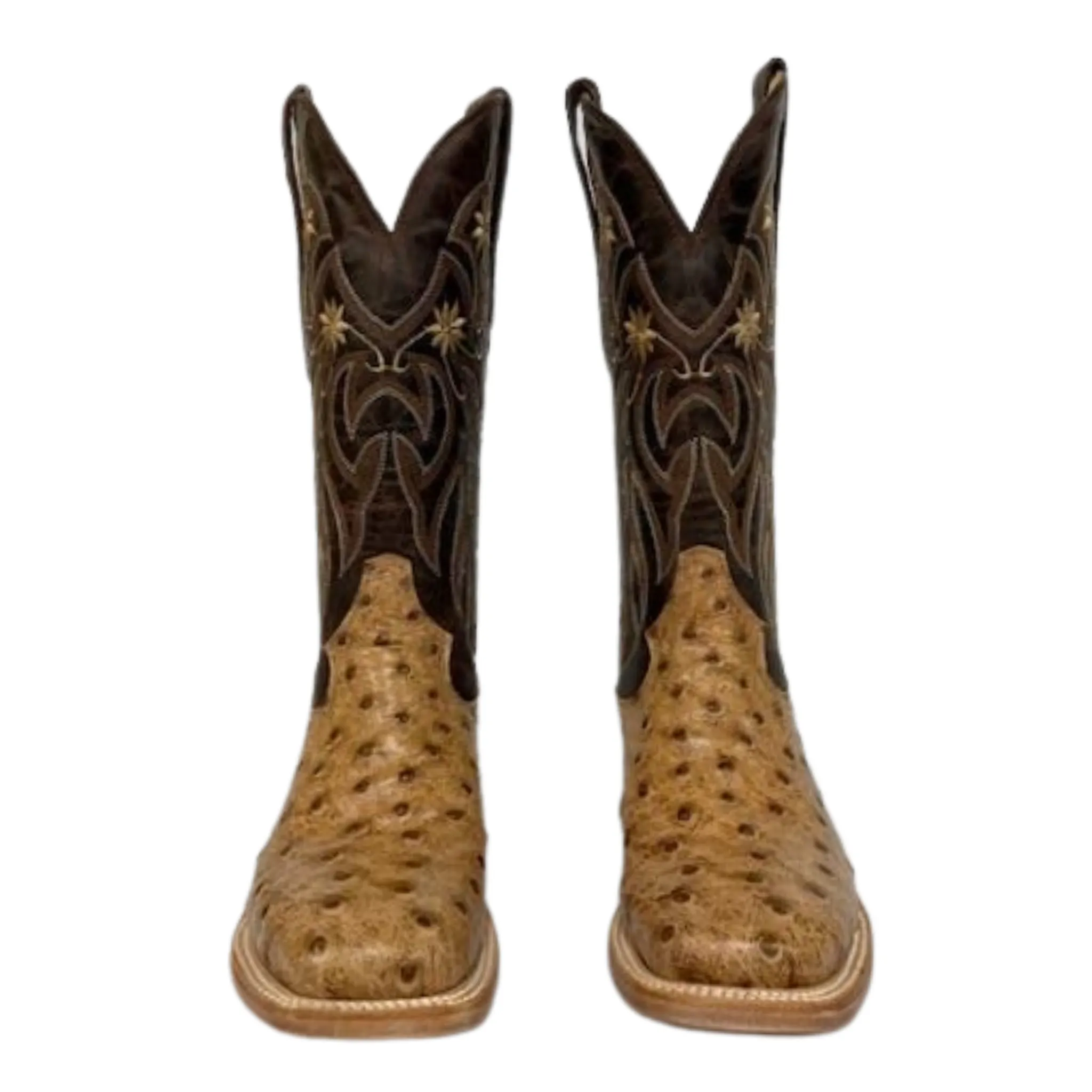 COWTOWN WOMEN'S CAMEL OSTRICH PRINT BOOTS - Q477