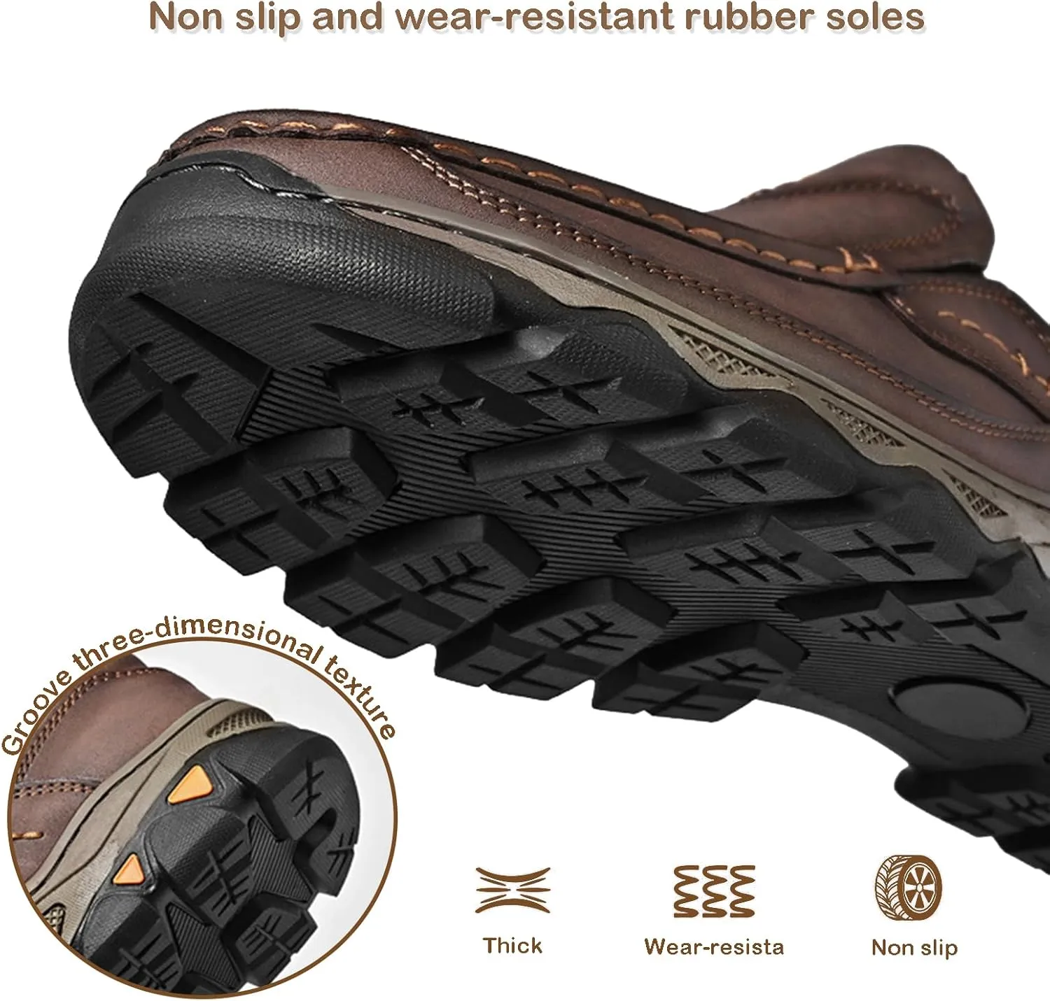 Men's Water-Resistant Leather Slip On Loafers Walking Shoes, Comfortable Breathable Business Dress Casual Driving for Outdoor Hiking