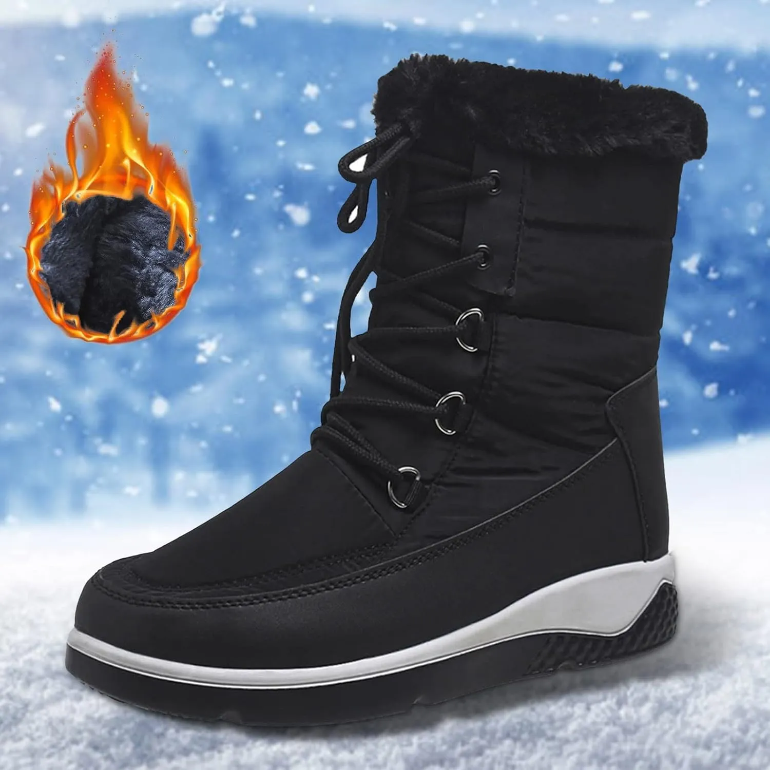 Snow Boots for Women Waterproof Non Slip Wide Winter Snow Boots for Women Size 12 Winter Boots for Women Snowboarding Ankle Winter Boots for Women Waterproof Botas Para El Frio De Mujer Elegantes